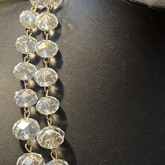 LK By Leetal Kalmanson Long Faceted Clear Glass Bead Chain Necklace 40”-43” - Picture 2 of 8